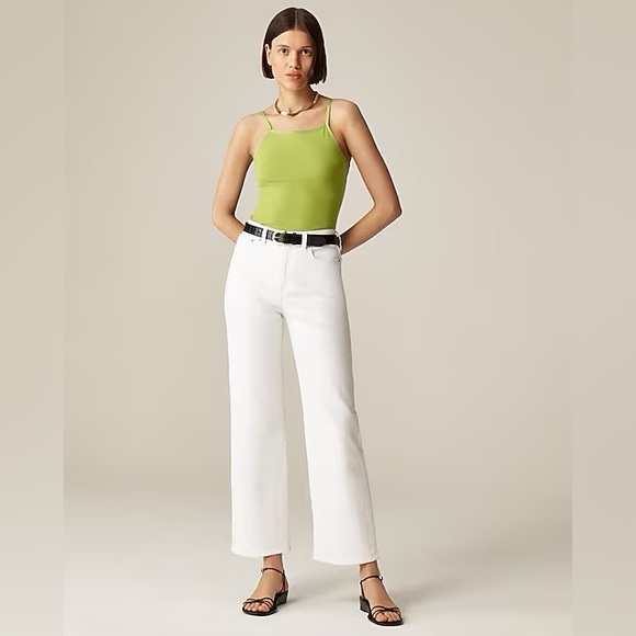 NWT J. Crew Petite slim-wide jean in White Denim Cropped Ankle Jeans raw hem - Picture 1 of 12